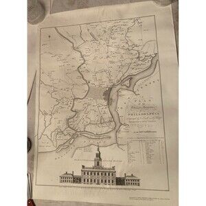 PHILADELPHIA 1777 Map “ A Plan Of the City & Environs” Vintage Reprint 1969